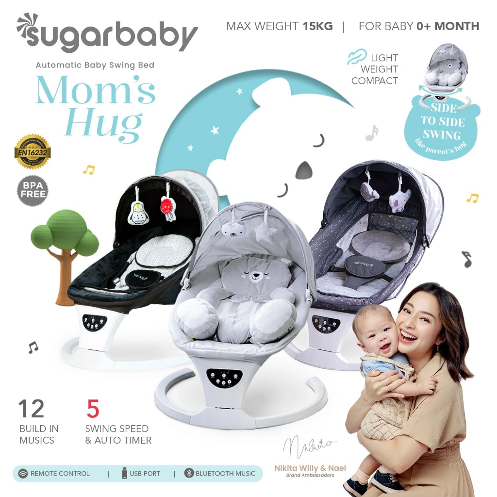Sugar Baby Moms Hug Automatic Baby Swing Bed/ Ayunan Bayi/ Bouncer Bayi