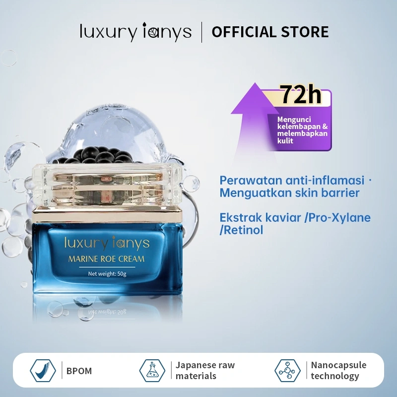 luxury ianys Marine Caviar Moisturizer Wajah 50g Pelembab Tahan Lama Hydrating  Whitening  Cream Wajah Anti Aging Glow Memperbaiki Skin Barrier Mengurangi Flek Hitam Keriput  Aman BPOM Semua Jenis Kulit