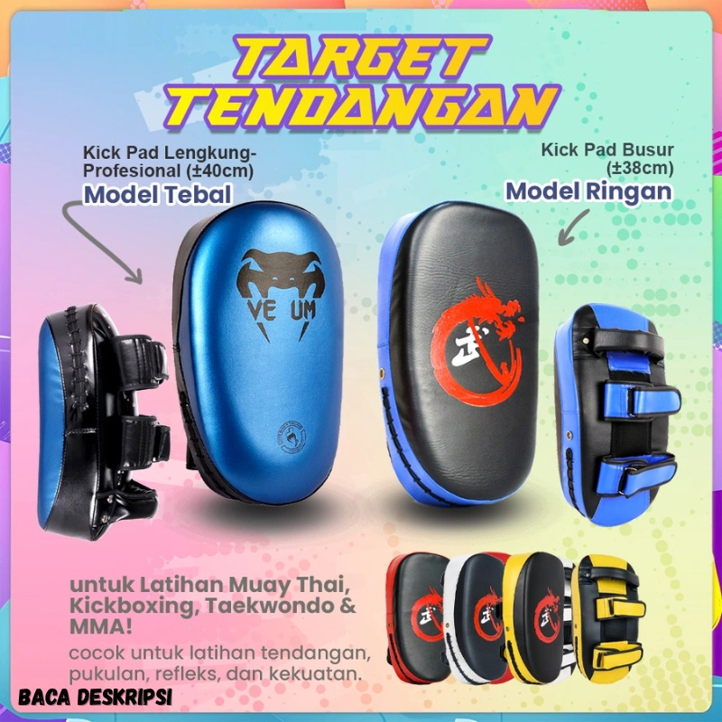 Kick Pad Target Tendangan Lengkung | Muay Thai, MMA, Taekwondo | Tebal, Anti-Slip & Nyaman untuk Latihan Anak & Dewasa