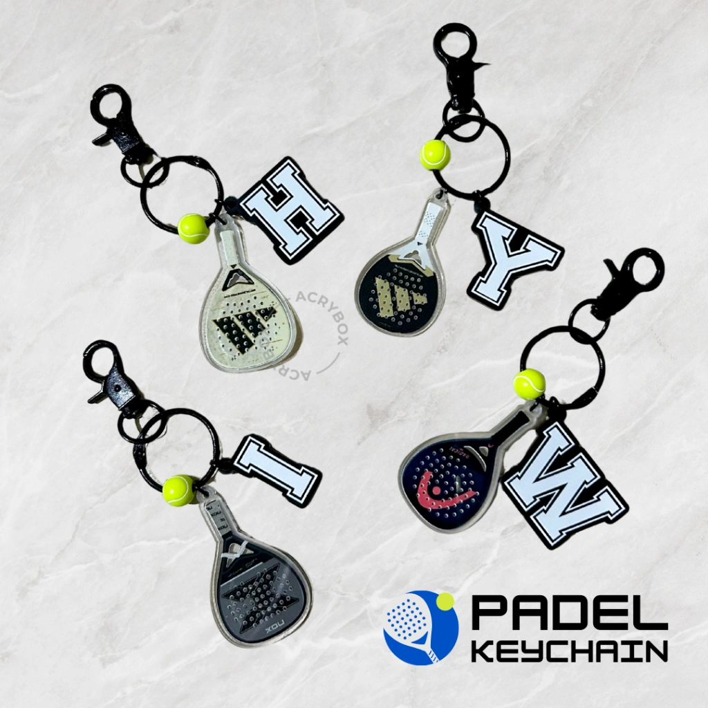 Gantungan Kunci Raket Padel | Padel Keychain Acrylic Inisial Custom