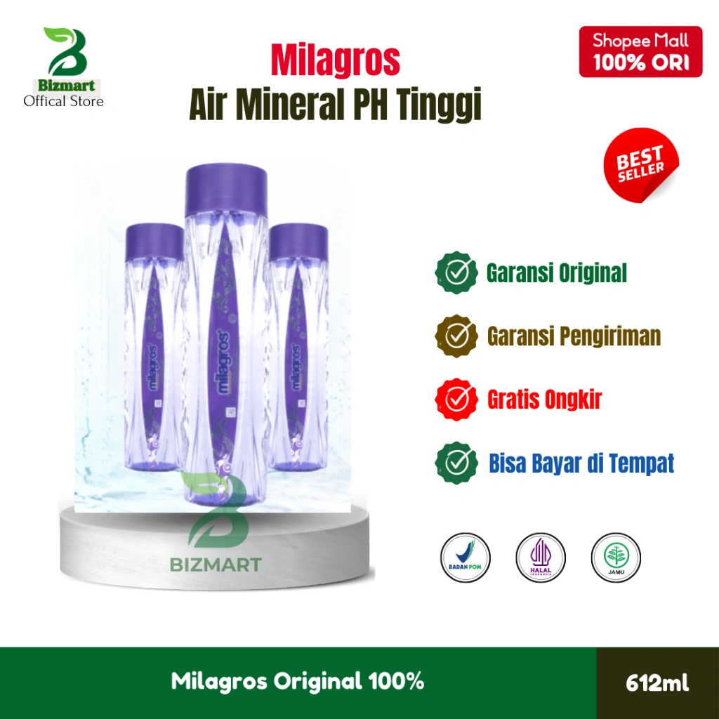 MIllagros Air Mineral Alkali PH Tinggi 612ml - MIlla Gross ORIGINAL 100%