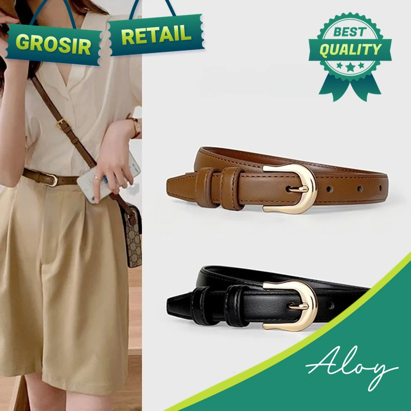 RETAIL TP-KL003 Sabuk Cewek Ikat Pinggang Wanita Bahan Kulit Sintesis Gaya Casual Retro Vintage Kekinian Belt Kecil Polos Kulit Asli Gesper Wanita Tali pinggang Wanita Termurah