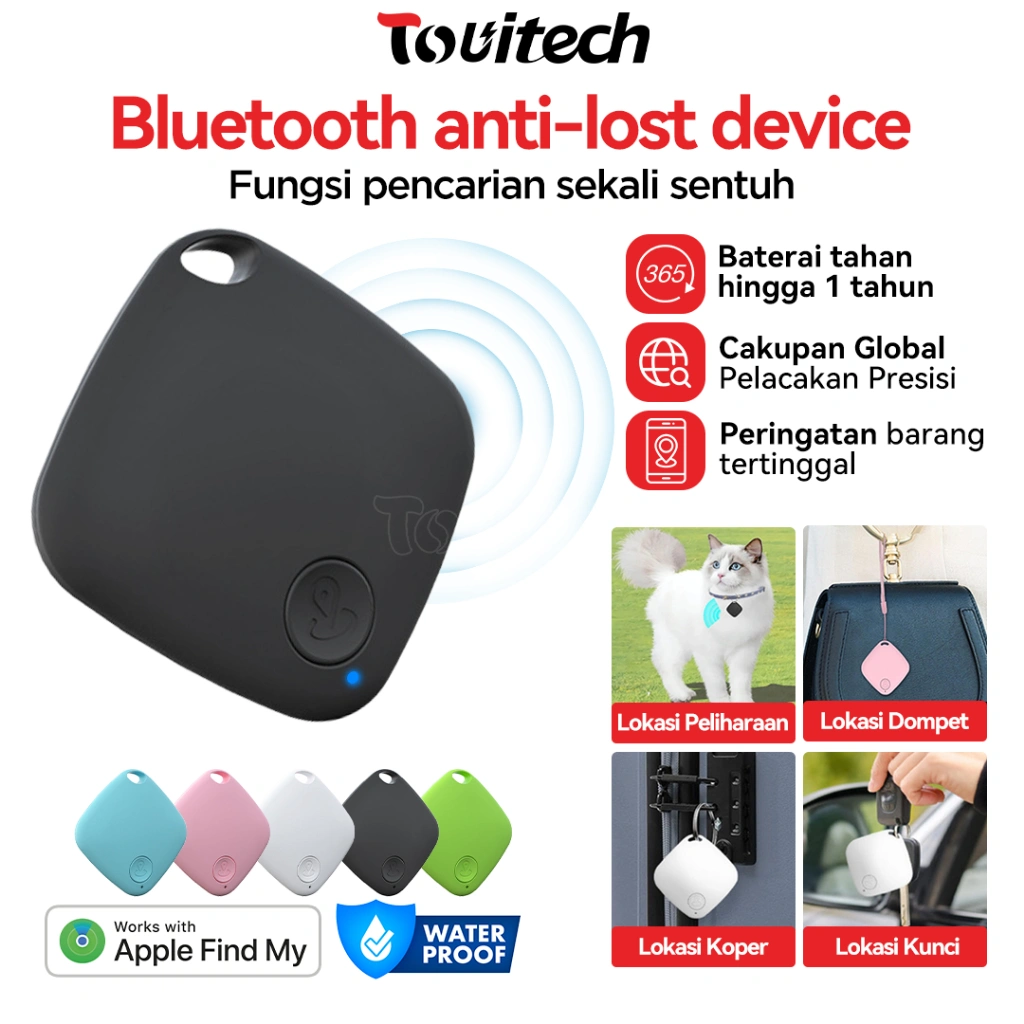 TOUITECH GPS Apple Global Tracker iOS Support Only Smart Tag Locator Bluetooth Smart Tracker Pelacak Lokasi GPS Air Tag AirTag TRC10
