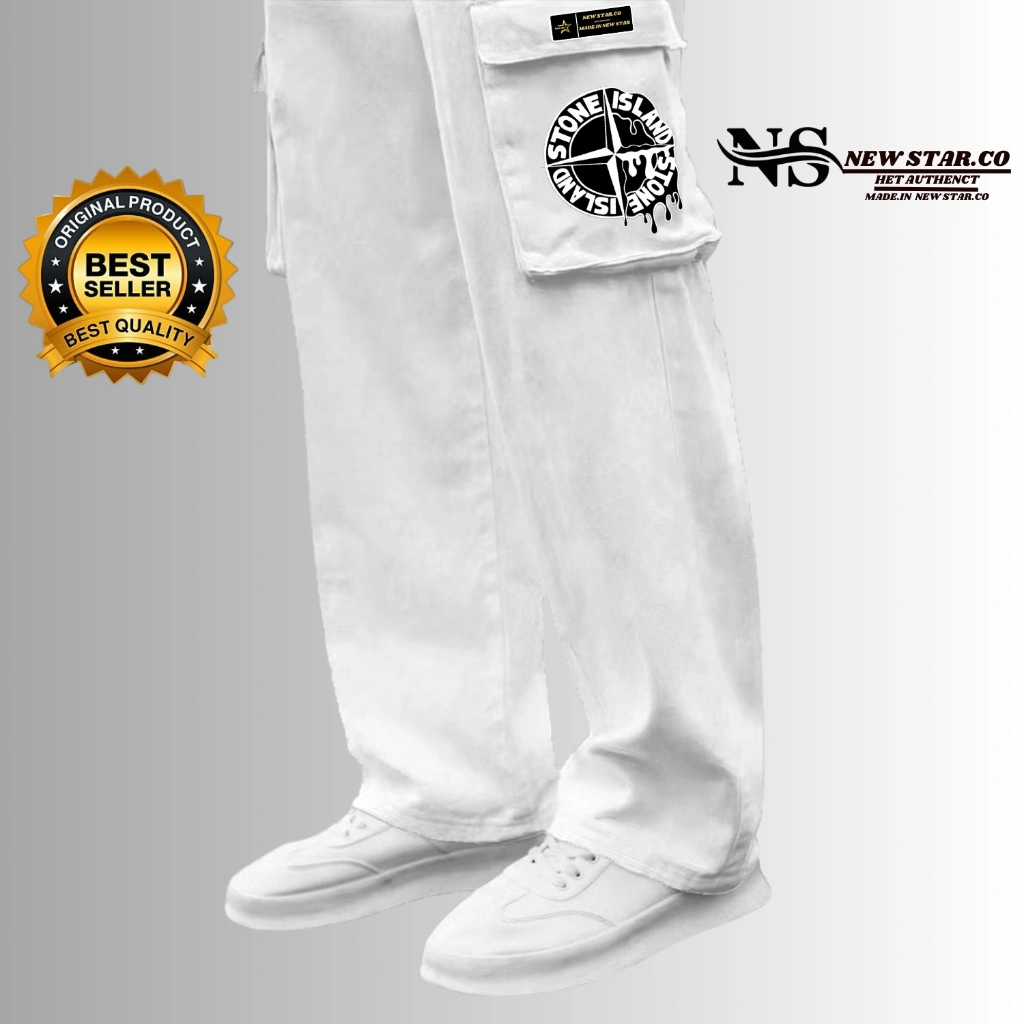 Celana Cargo Panjang Fleece Tebal Unisex Jumbo Warna Putih Cargo Panjang Pria Wanita / Celana Cargo Panjang Cowok Cewek Brand New Star Co Size M-XXL Bisa Bayar Di Tempat
