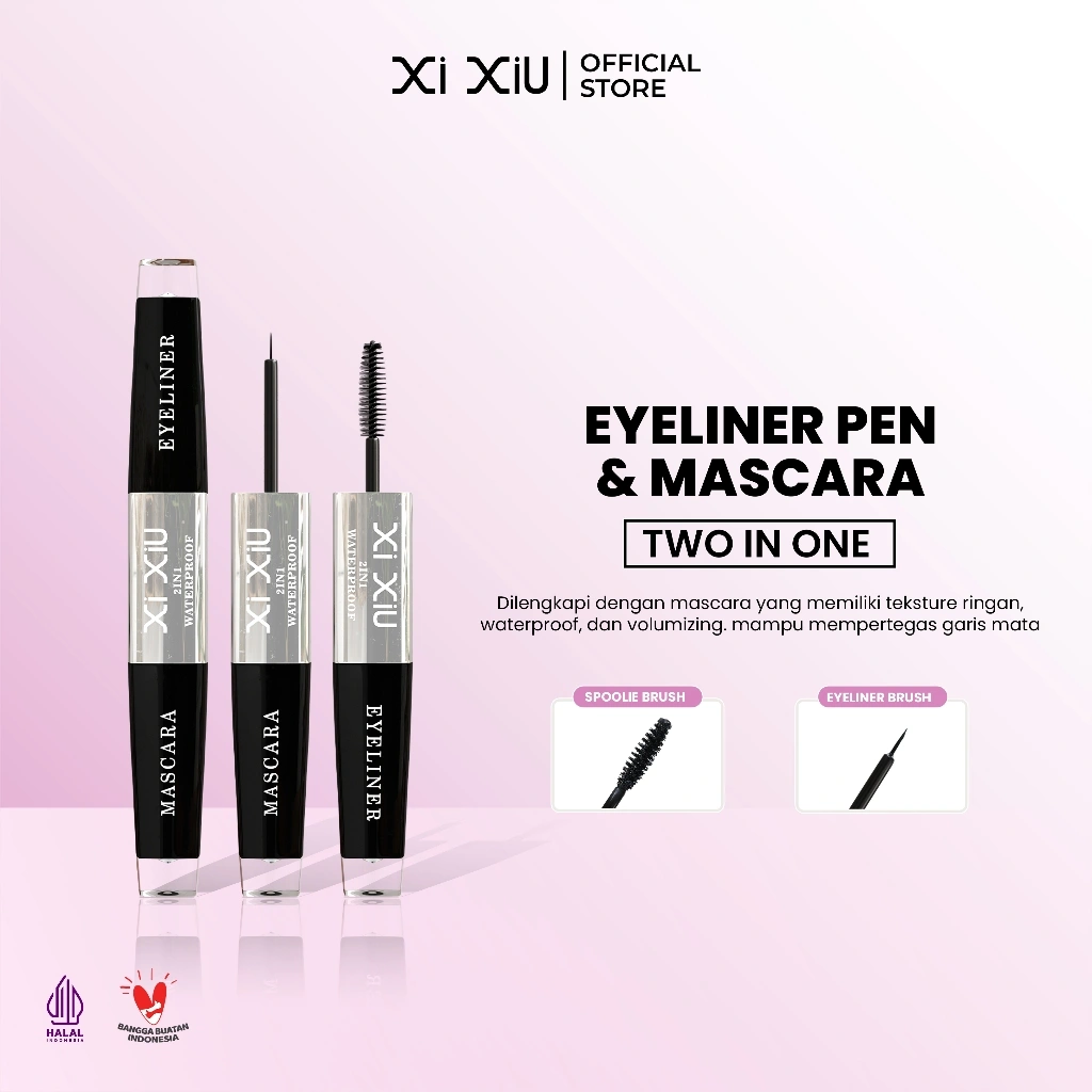 Xi XiU 2in1 Mascara & Eyeliner | Volumizing, Lengthening, Smudgeproof, Waterproof | Praktis Tahan Lama