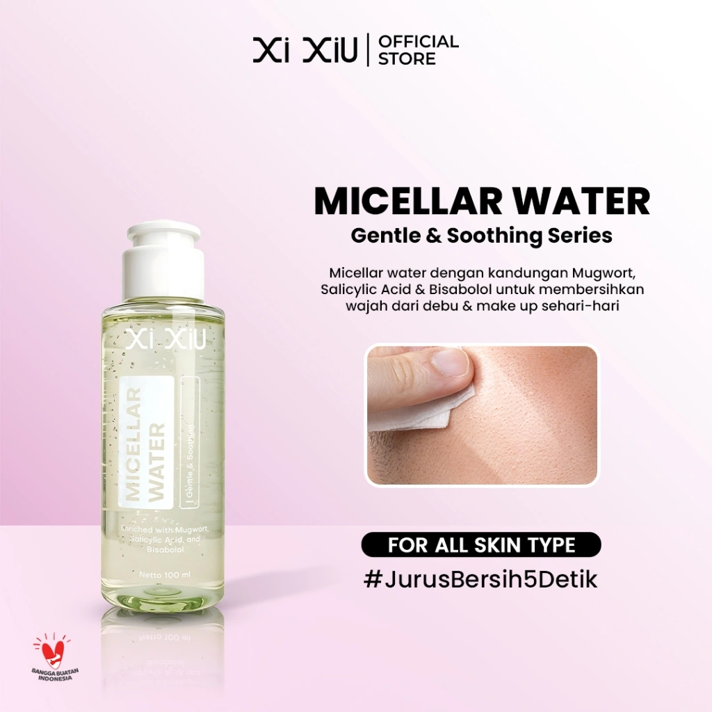 Xi XiU Gentle & Soothing Micellar Water 100 ml | Mugwort, Salicylic Acid, Bisabolol | Pembersih Wajah Makeup untuk Semua Jenis Kulit