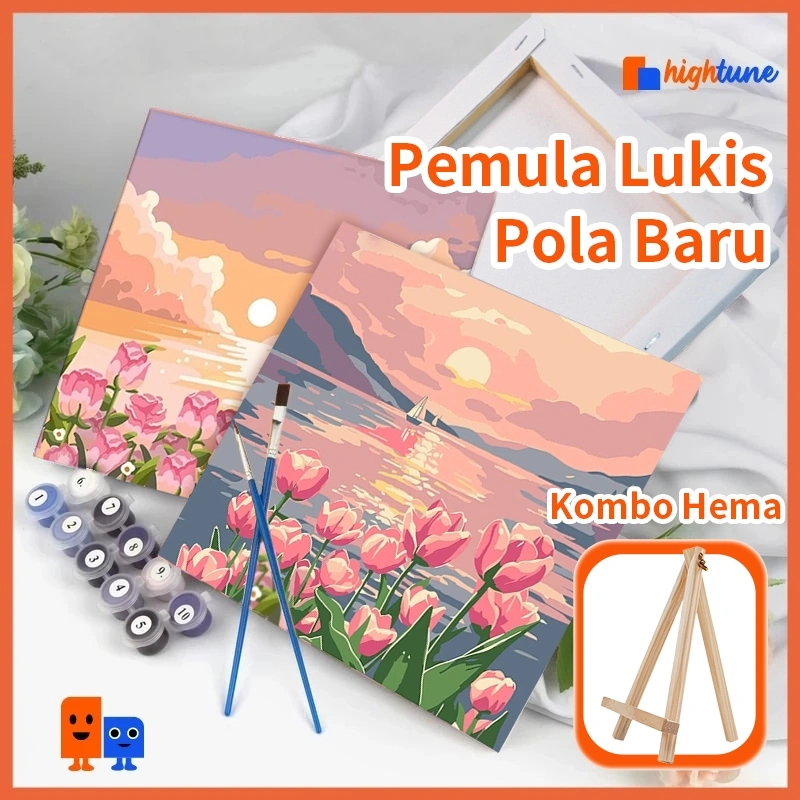 Hightune Paint By Number 20x20/30x40cm Lukisan Kanvas DIY Digital Painting Kit With Kanvas