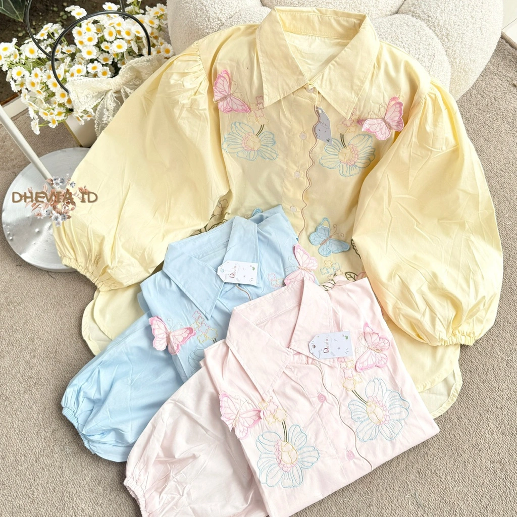 SANEY BLOUSE KEMEJA COTTON POPLINE BORDIR WANITA TERBARU/BLOUSE WANITA TUNIK MALAY