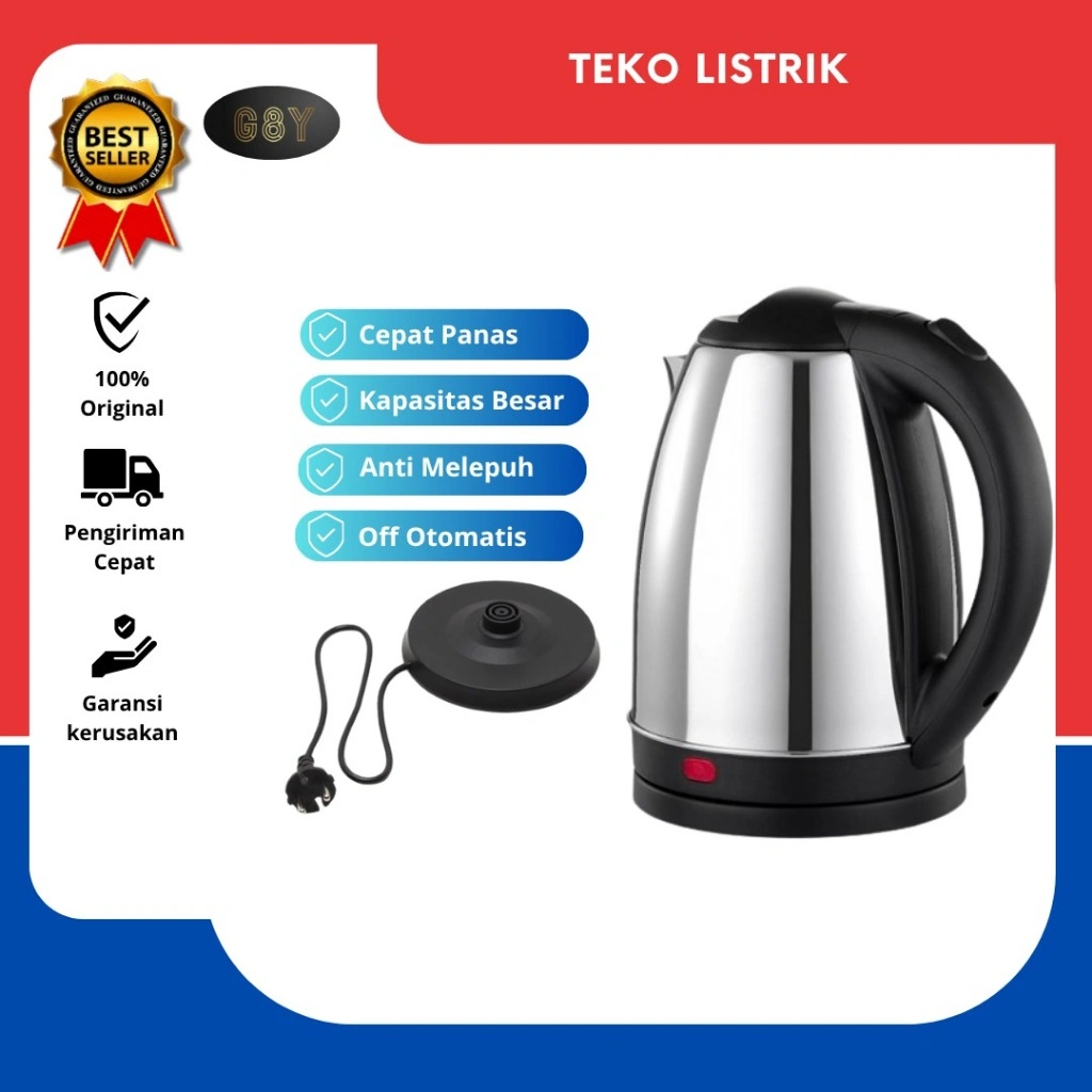 Teko listrik 2Liter Stainless Steel/Electric Kettle 2Liter/Thermos Listrik