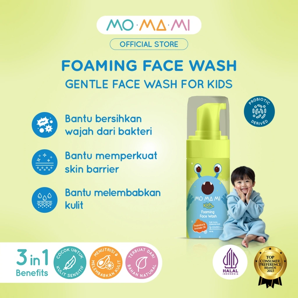 Momami Kids Gentle Foaming Face Wash 100ml with Probiotics - Sabun Muka Wajah Anak Kulit Sensitif