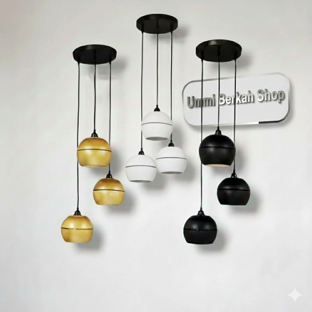 Lampu Gantung Bola Lampu Hias PVC Lampu Ruang Tamu isi 3