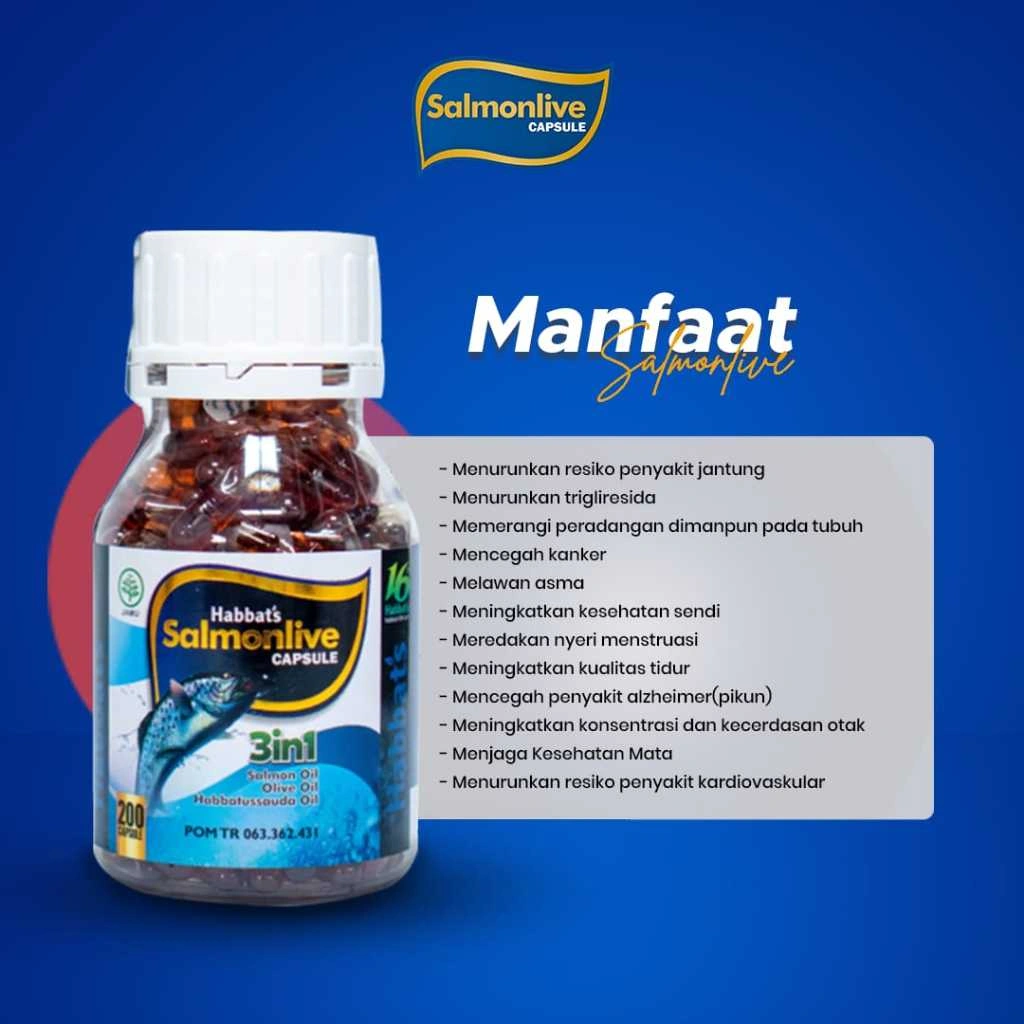 SALMONLIVE Kapsul Minyak Ikan Salmon Habbatussauda Zaitun Mengandung OMEGA 3 Buat Kekebalan Tubuh
