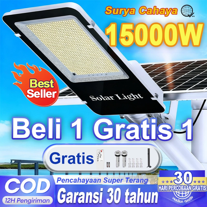 [Garansi 30 tahun] lampu tenaga surya lampu jalan LED 2000W tenaga matahari IP67 tahan air luar ruangan 0 Biaya listrik Lampu Jalan Sensor smart sensor Tahan Panas dan Tahan Dingin kendali jarak jauh