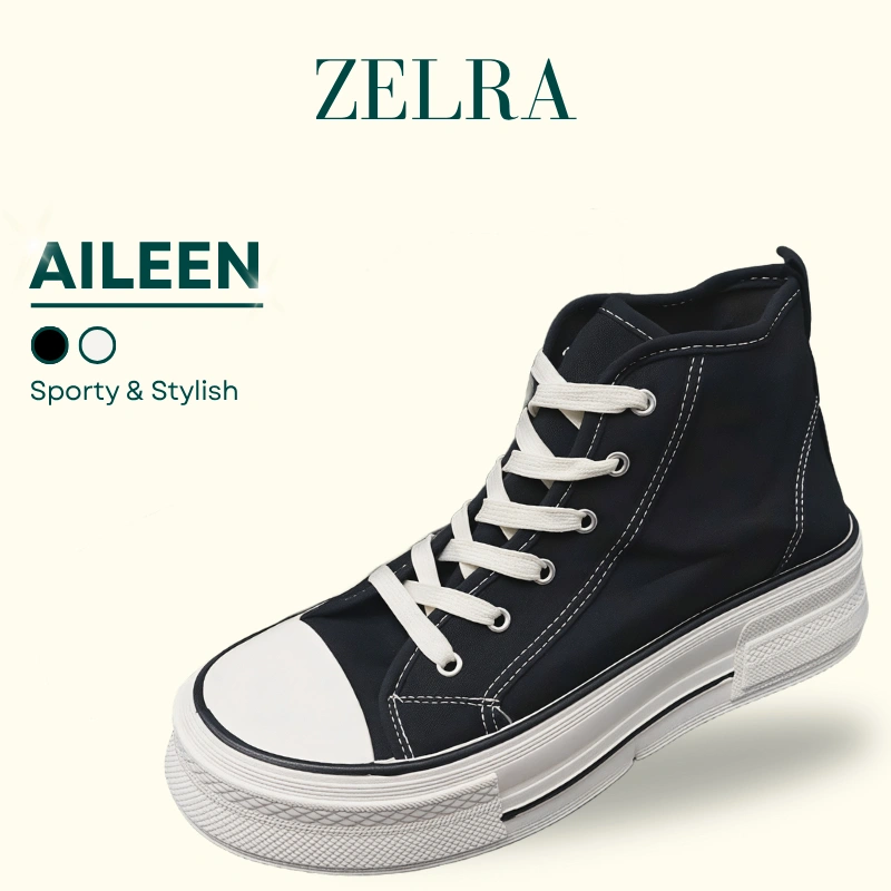 Zelra Aileen 1277 Sepatu Wanita Sneakers Sekolah Kanvas Tebal Kekinian SIZE "37-41"