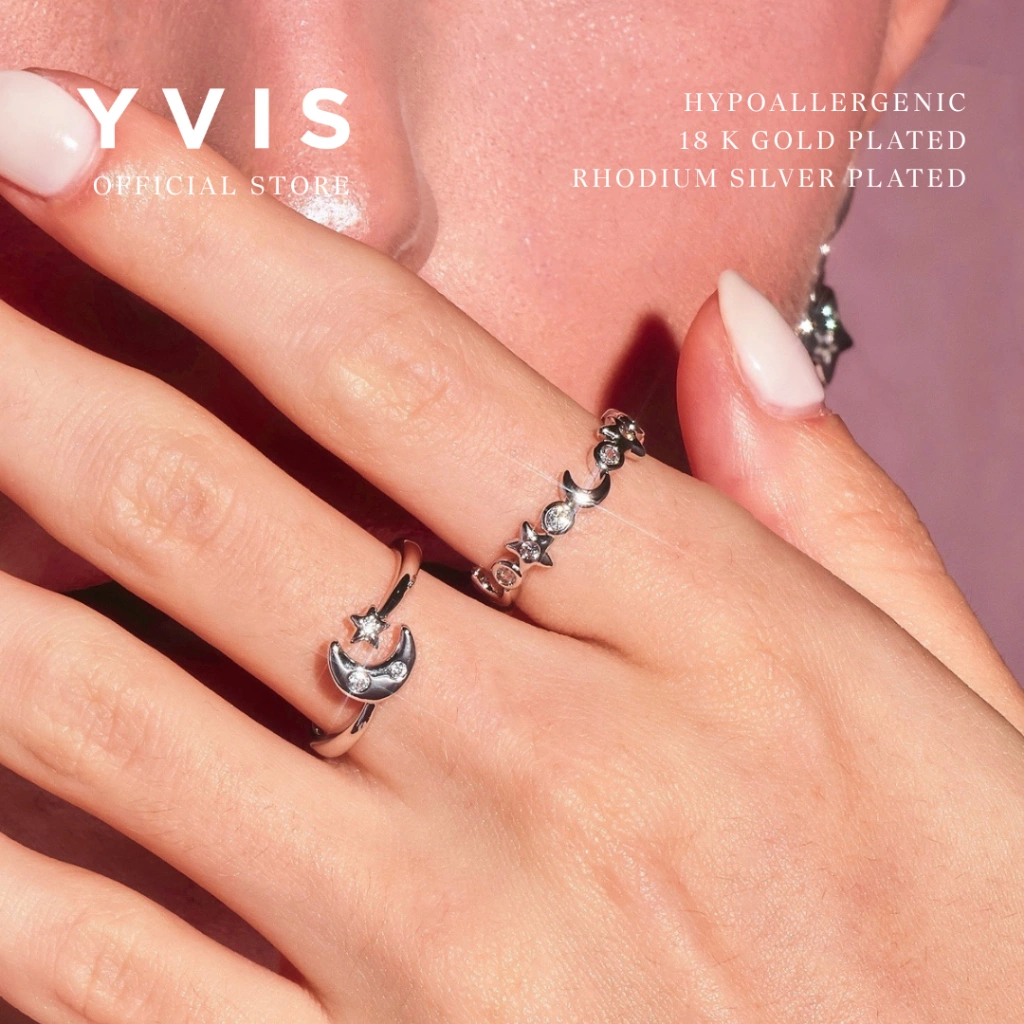 YVIS Cozy Ring - Cincin Hypoallergenic Lapis Emas 18K dan Silver Rhodium Plated