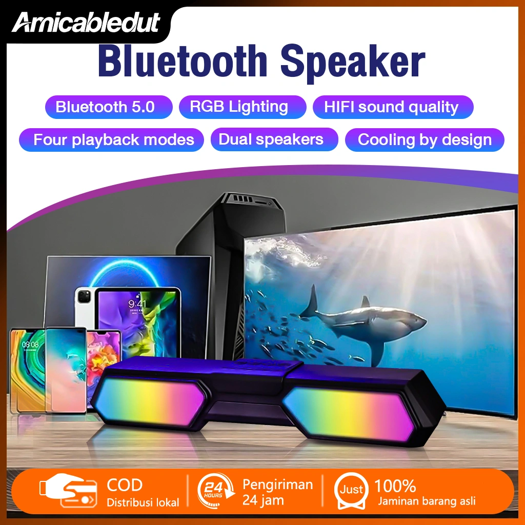 Ready & COD-Baru Speaker Bluetooth Soundbar Super Bass Robot 2 Speaker Original Computer TV Laptop Gaming Music Box Full Bass Wireless RGB Mini Portable Hi-Fi Powerful Bass Stereo LED Subwoofer Aktif Spiker Multifunction Radio FM/TF/AUX Garansi 12 Bulan