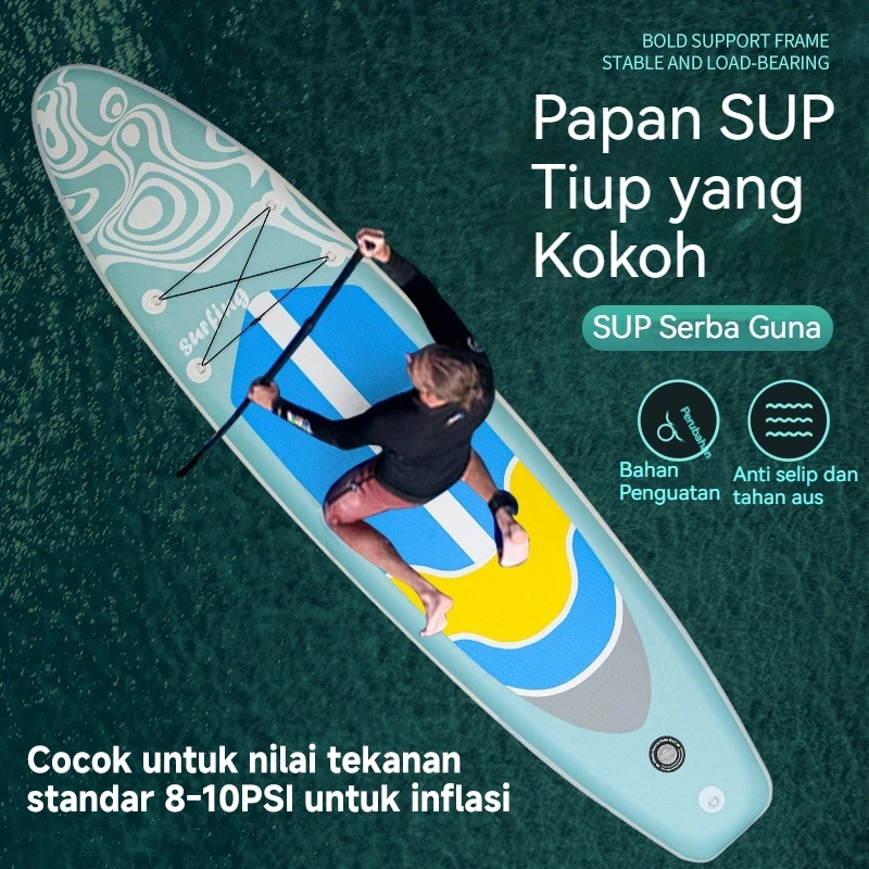 Papan selancar dewasa papan dayung tiup Funkater Stand Up Paddle Board Papan dayung melebar SUP renang pemula luar ruangan orang tua-