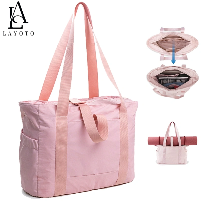 LAYOTO Tas Tote Bag Wanita Large Capacity Casual Shopper Bag Gym Yoga Bag for Sport Work