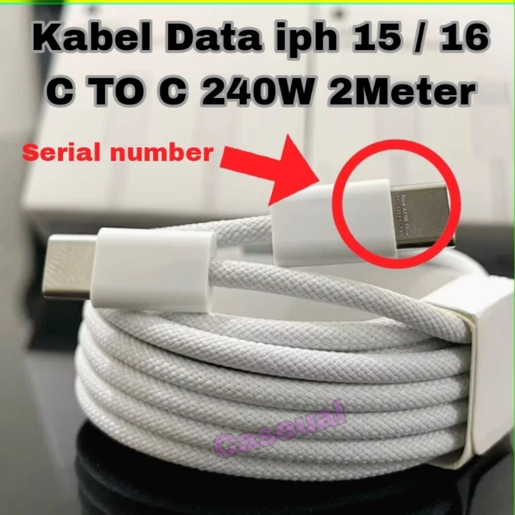 Kabel Charger iPh 15 / 16 / 17 240W Type C to C 2 Meter  Fast Charging Super Cepat Garansi 30 Hari
