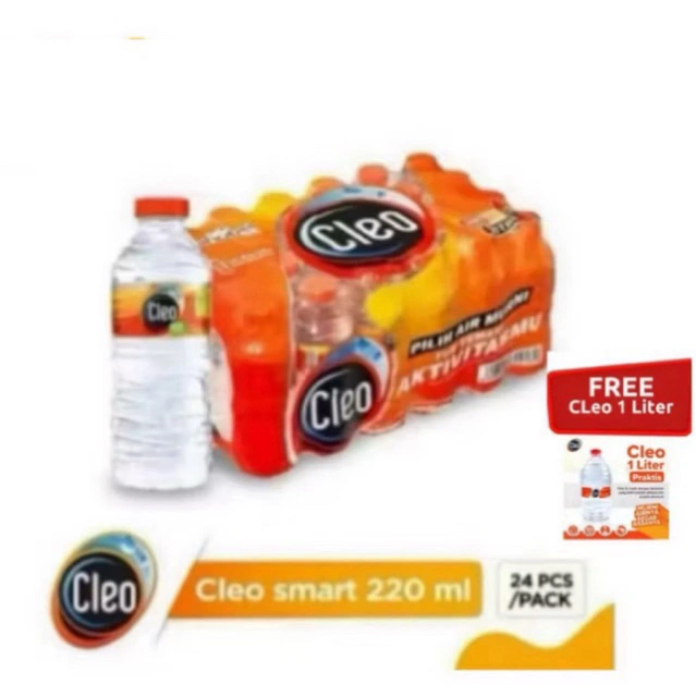 [ Paket 5 Pack ] Air murni Cleo 220 ml isi 24 botol/pack