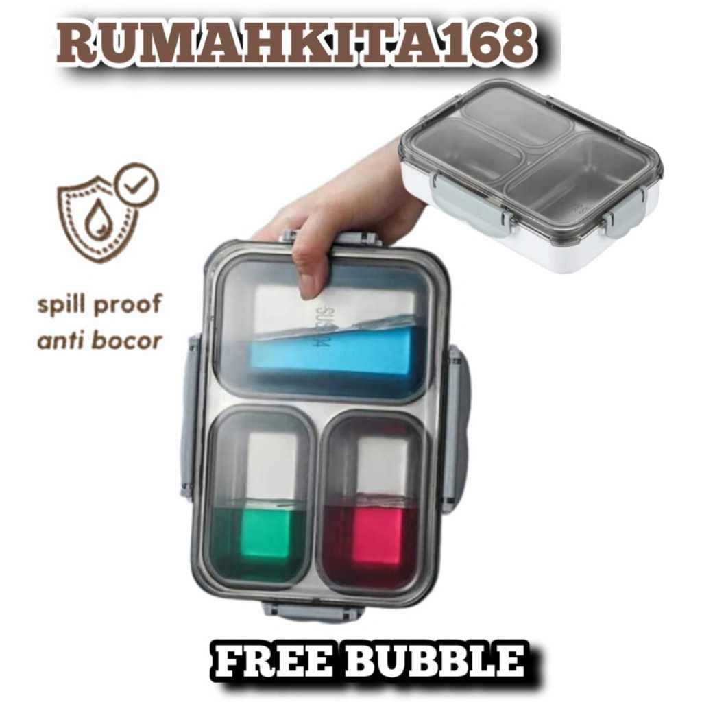 Kotak Bekal Makan Lunch Box Stainless Anti Tumpah BPA Free
