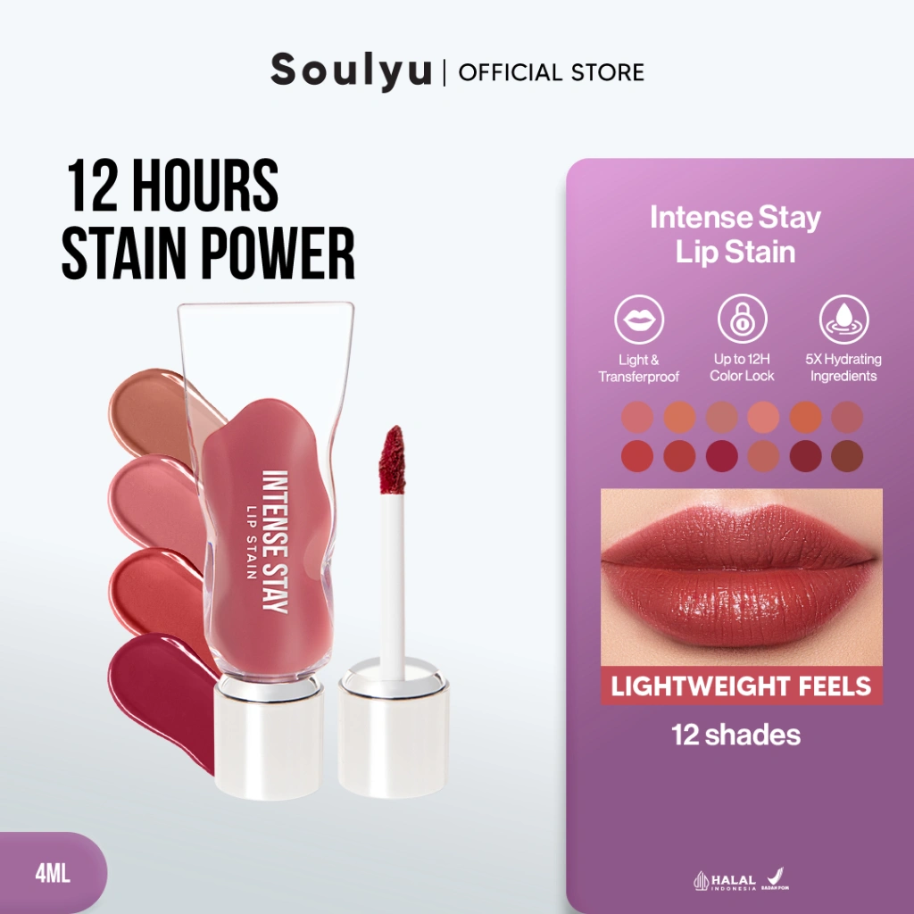 [3 NEW SHADES JOY ALLURE FEARLESS] SOULYU Intense Stay Lip Stain 4 g / 4 ml - Transferproof Lightweight Moist Longlasting and Vinyl Finish