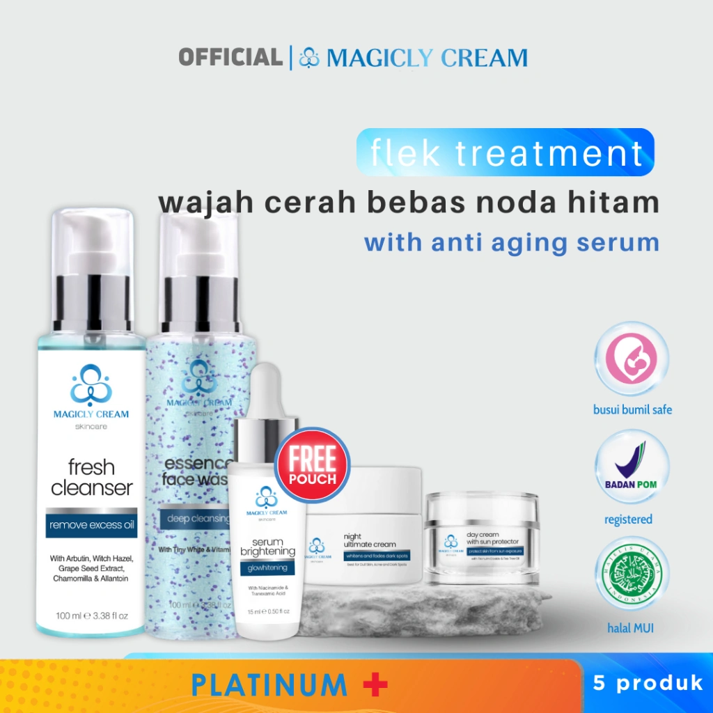 MAGICLY CREAM SKINCARE Paket Perawatan Wajah Flex Hitam dan Anti Aging Platinum Plus