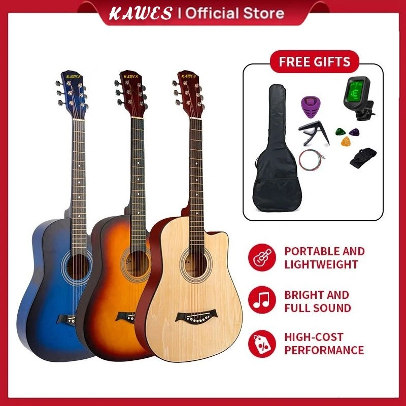 KAWES 38 Inci Budget Low Action dengan Capo Pick untuk Anak-anak Dewasa dan Pemula