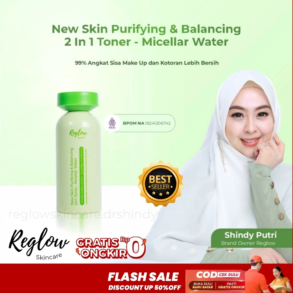 (NEW) Reglow 2in1 Toner & Micellar Water Pembersih Wajah dengan pH Ideal Anti Aging 110 ml Skincare by dr Shindy