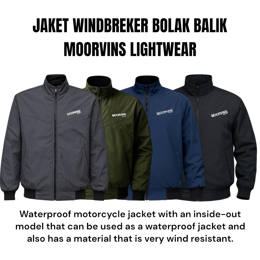 Moorvins jaket motor bolak balik waterproof army