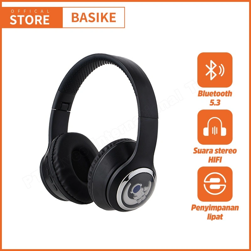 BASIKE Headphone Bluetooth 5.3 Desain Capsule Lucu Lampu LED Warna-Warni Baterai 400mAh Tahan Lama Suara HD Jernih Hadiah Lucu untuk Cewek