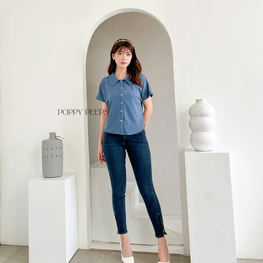 [ Poppypeeps ] MAELA TOP / Top Basic Knit / Atasan Korean Baju Wanita / Kemeja Blouse Wanita