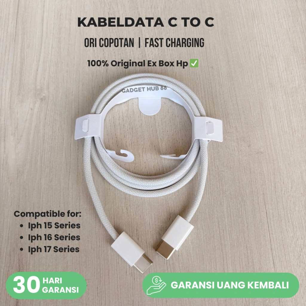 Kabeldata Iph ORI COPOTAN  (Ex Box Hp) Iph 15 Fast Charging C To C 100% Original Copotan Dari Box Hp
