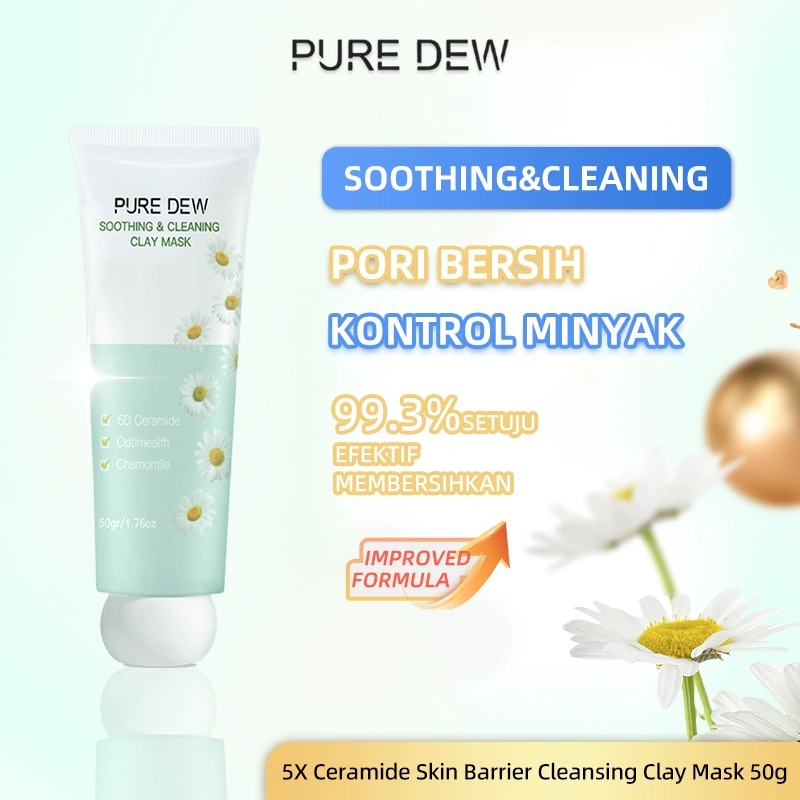 PURE DEW - 5X Ceramide Skin Barrier Cleansing Clay Mask 50g Moisturing&Brightening Masker Wajah Anti Pores & Acne Mud Mask Pore Clarifying Clay Mask