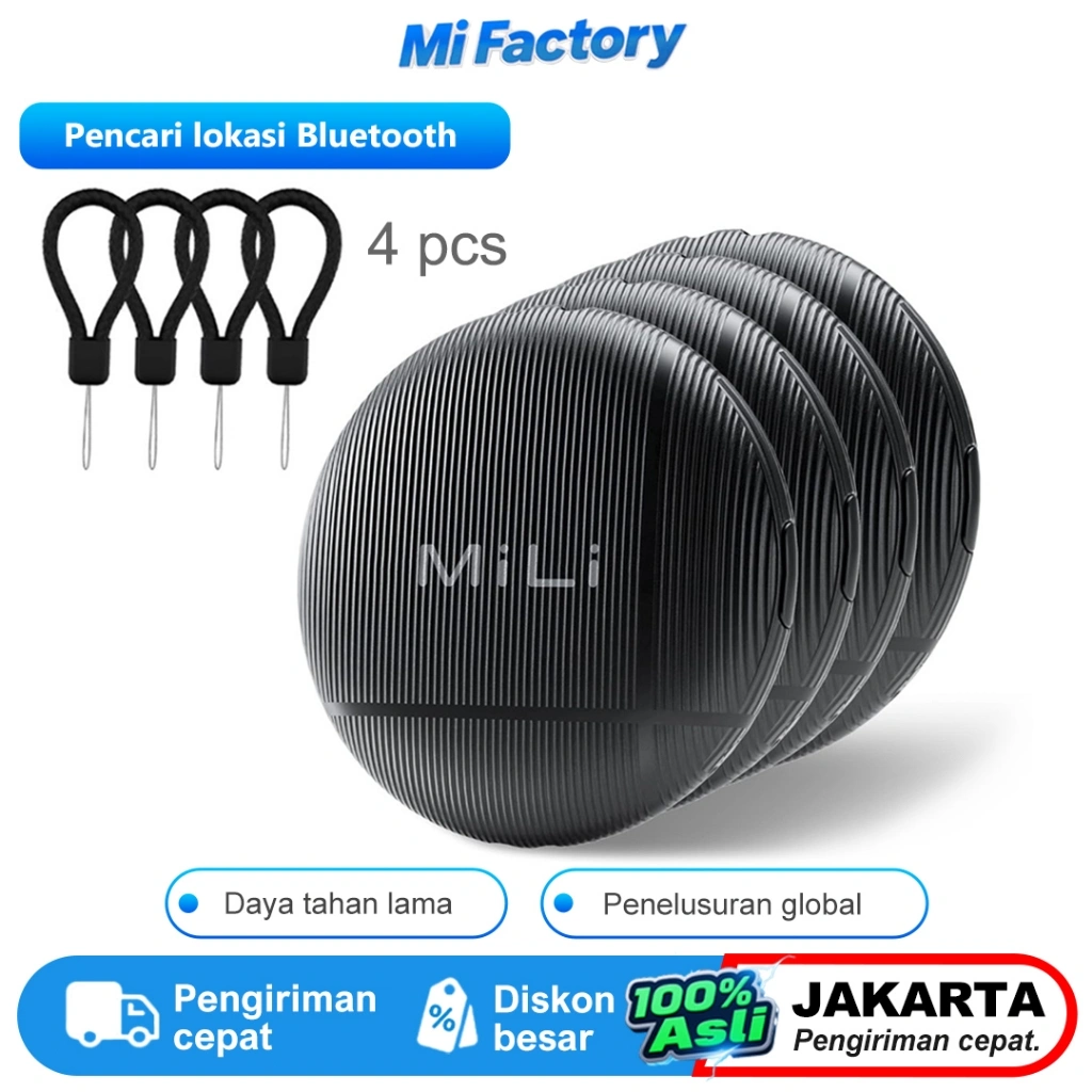 MiLi LiTag Mini Smart Tag (4 pcs) - Pelacak Bluetooth Anti Lost Kompatibel dengan Find My iPhone iOS, Pencari Kunci, Dompet, Tas & Hewan untuk Apple iPhone iPad