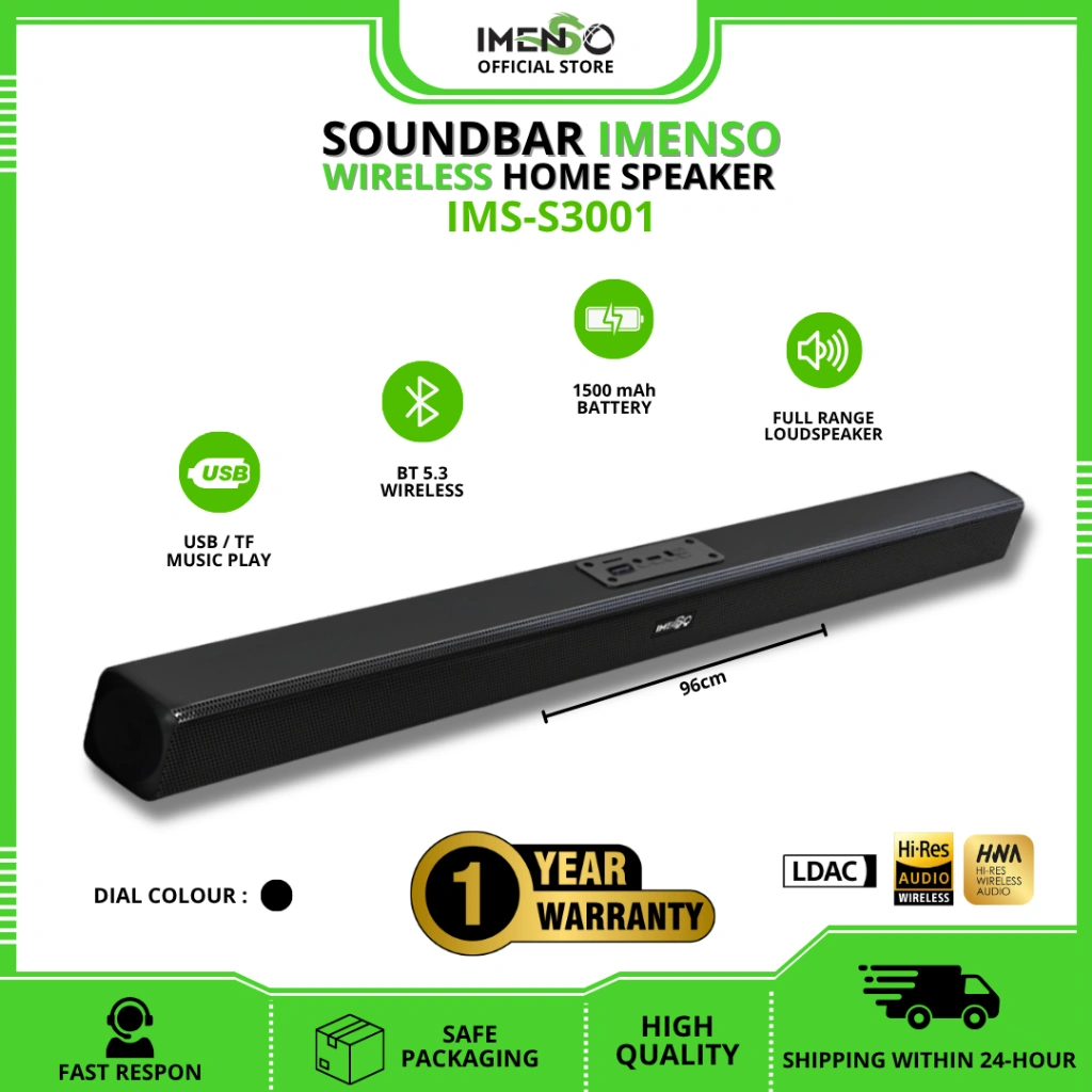 [PROMO] IMENSO S3001 Pro Soundbar Tv Wired and Wireless Bluetooth Speaker HiFi Sound Bar 1 Meter Bass| Home Theater Speaker | Powerful Audio & Deep Bass