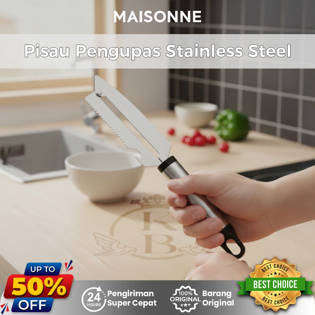 MAISONNE Pisau Pengupas Stainless Steel / Alat Pengupas Kulit Buah / Pisau Peeler Stainless