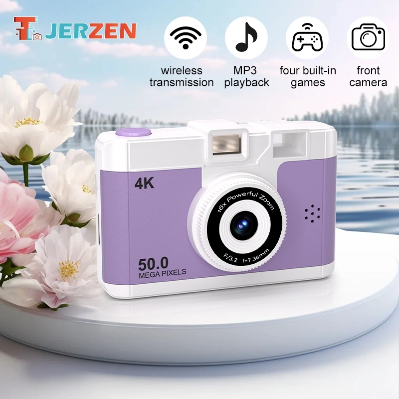 T-JERZEN Kamera Anak 50MP Zoom 16x Video Musik Game Dilengkapi Kartu SD 32GB Hadiah Natal & Ulang Tahun untuk Anak Laki-laki & Perempuan M16
