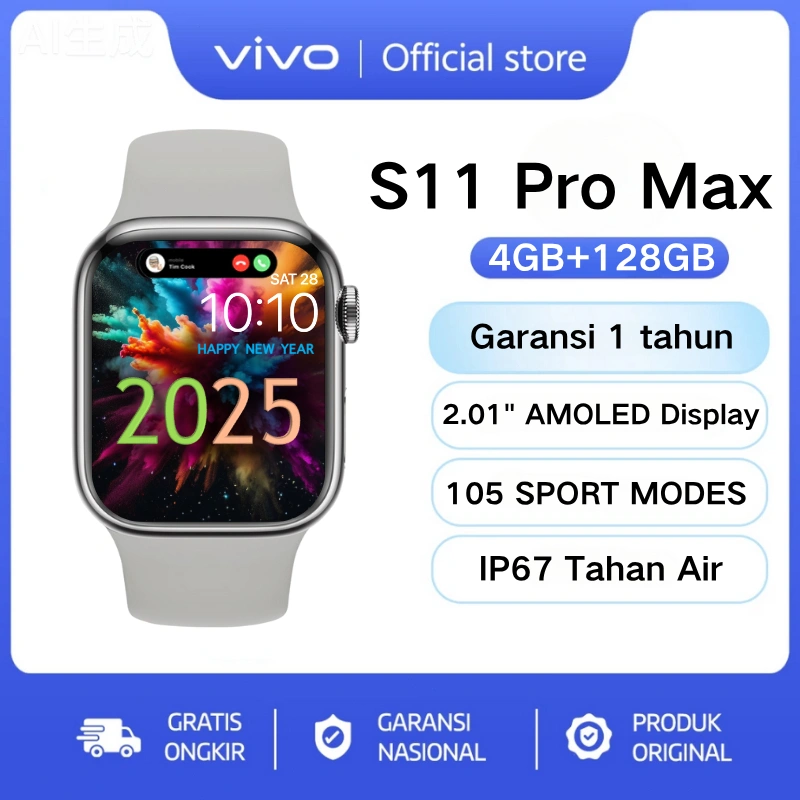 VIVO Smartwatch Series S11 Pro MAX/Series S10 Pro MAX/Series S9 Pro MAX 2.0" HD Touch Screen Bluetooth Call Custom Wallpaper Jam Tangan Pria Heart Rate Monitor Blood Oxygen Monitoring Jam Tangan Wanita Waterproof Sport Watch Jam Pintar Smartwatch Wanita