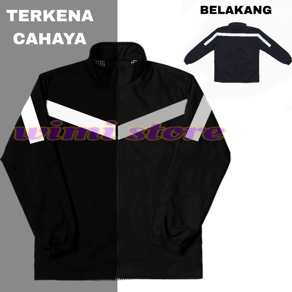 Jaket Reflective Strip putih pemantul cahaya / Jaket Motor / Jaket Malam / Jaket Touring  / Jaket Proyek / Jaket Bercahaya / Jaket Keren