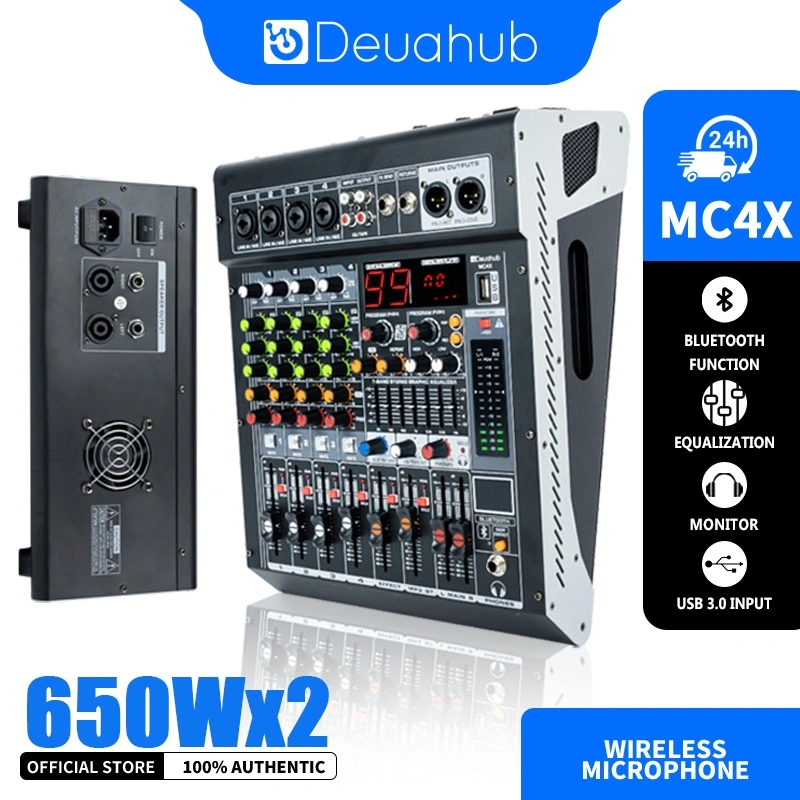 Deuahub power Mixer Audio Profesional amplifier MC4/6/8X Built-In EQ 99DSP Bluetooth//USB/PC/MP3 Playback/Alat Perekam