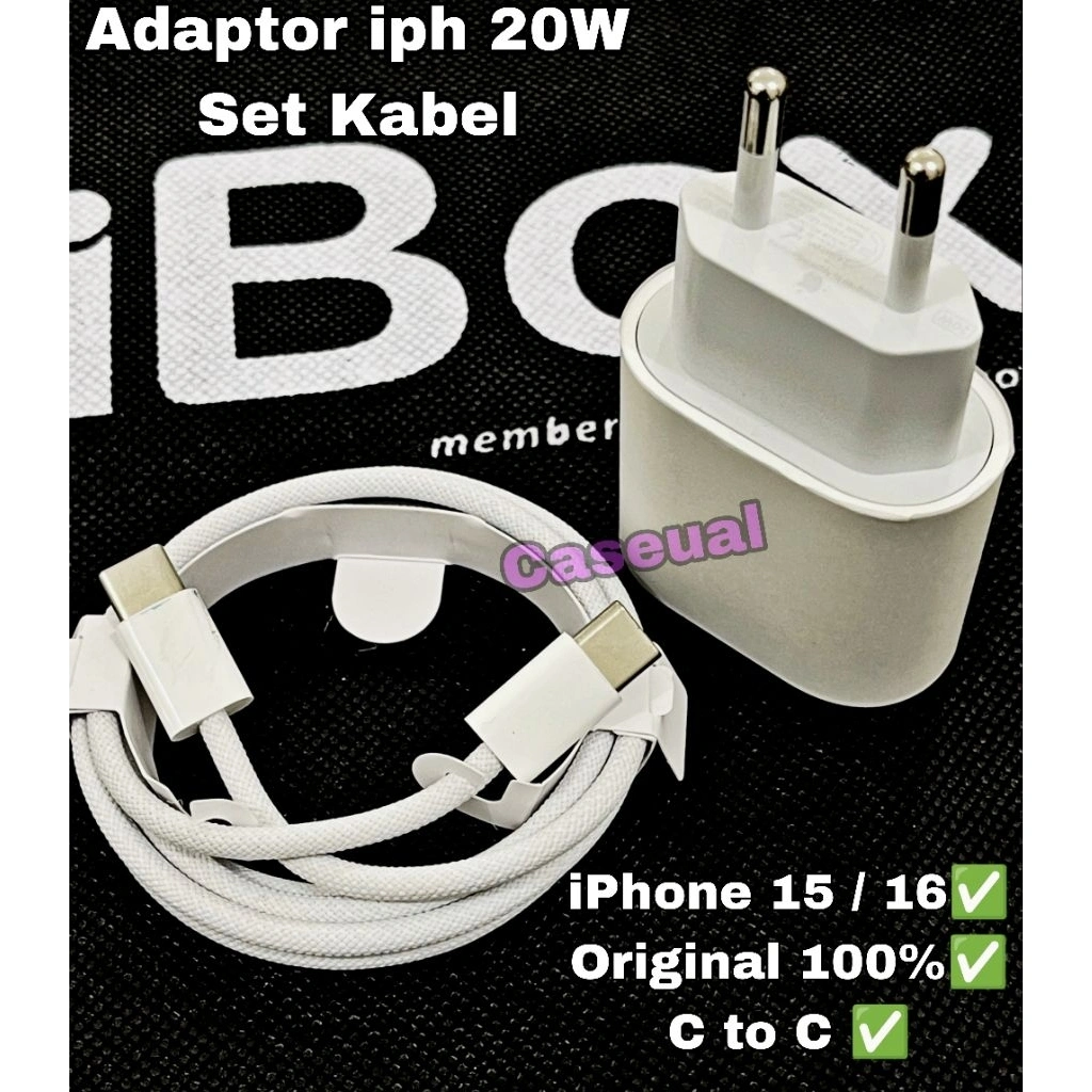 Charger iPh 15 / 16 / 17 / 20W Se Kabel Type-C to Type-C Original Fast Charging Garansi 30 Hari