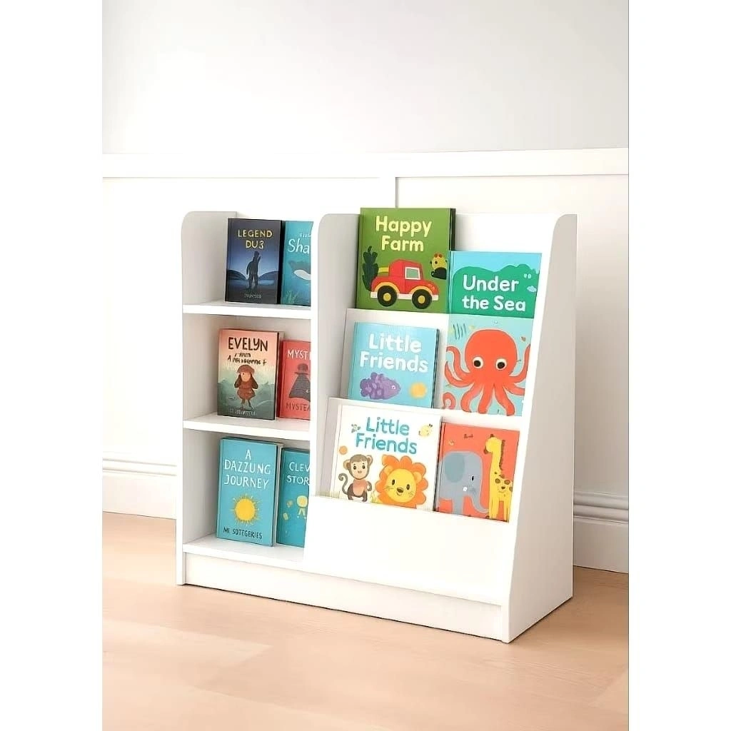 Rak Buku Anak Kayu Minimalis AUFA | Rak Buku Montessori susun 5 tingkat |Rak Mainan Majalah
