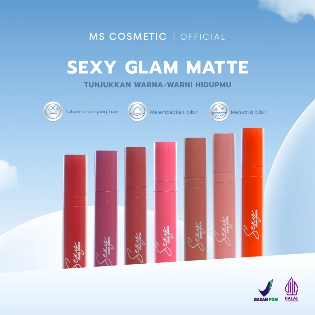 MS COSMETIC - Sexy Glam Matte Lipstick - Lipstick Matte Finish Long Lasting dan Transferproof