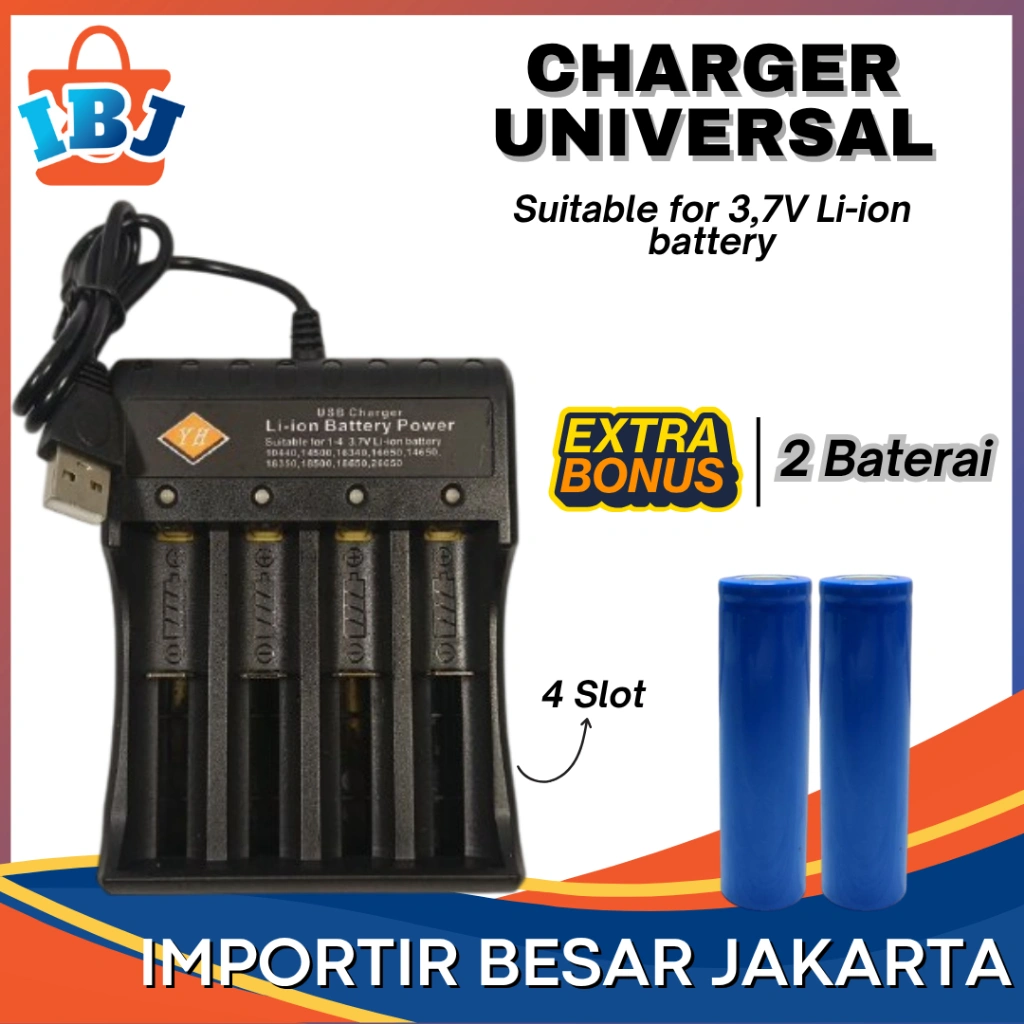 FREE CASE!! Charger Casan Baterai batre 18650 16340 14500 3.7V 4.2V UNIVERSAL 4 Slot Kabel USB Charger Carger Casan Alat Cas Baterai Batre Batere Batrai Batrei 18650 Vapee Vape Vapor Vapoor Senter LED SWAT Police Gunung Camping Kemah
