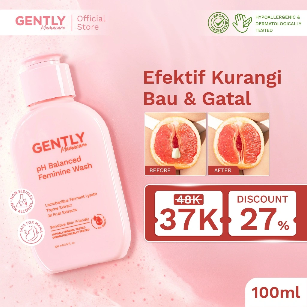 GENTLY Mamacare pH Balanced Feminine Wash Fruit Series with 3x Fruit Extract - Pembersih Kewanitaan untuk Mengurangi dari Bau, Gatal, & Keputihan