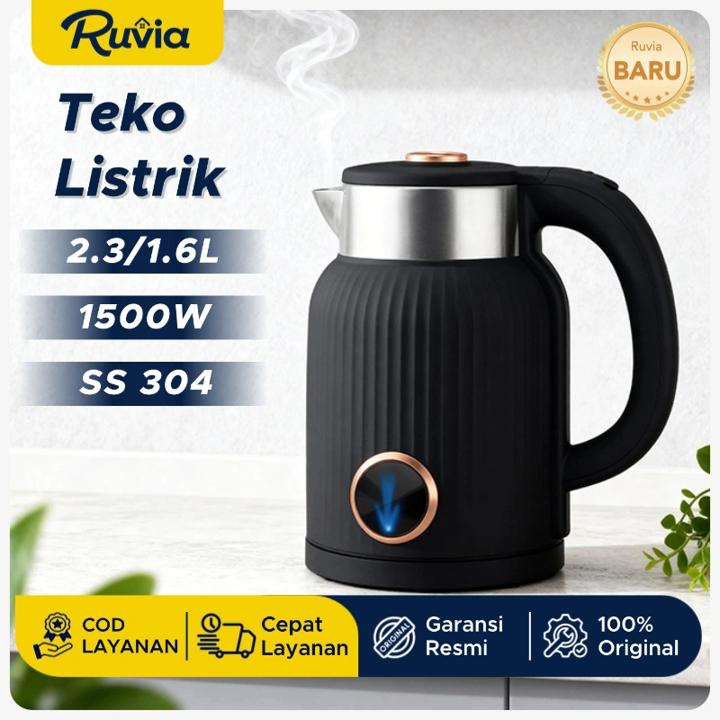 Ruvia Teko Listrik Pemanas Air 1500W 2.5L&1.6L Electric Kettle Stainless Steel Hemat Energi Auto-Off
