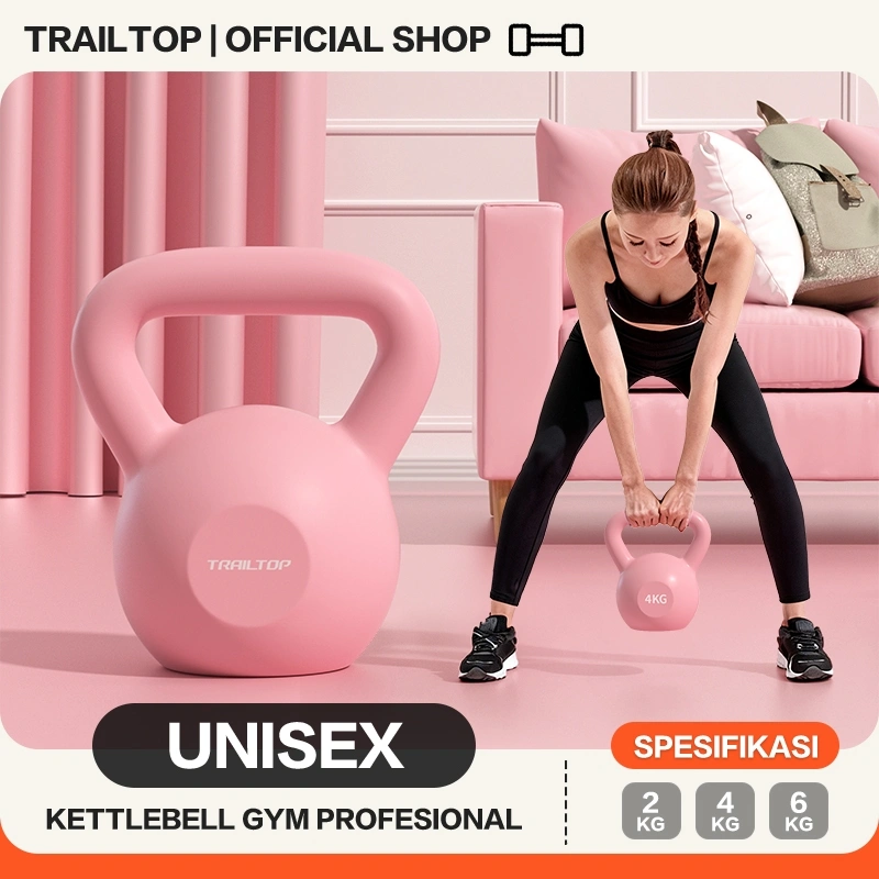 TrailTop Dumbell Kettlebell Premium Barbel 2kg 4kg 6KG Anti Slip Tidak Berbau Alat Olahraga Di Rumah
