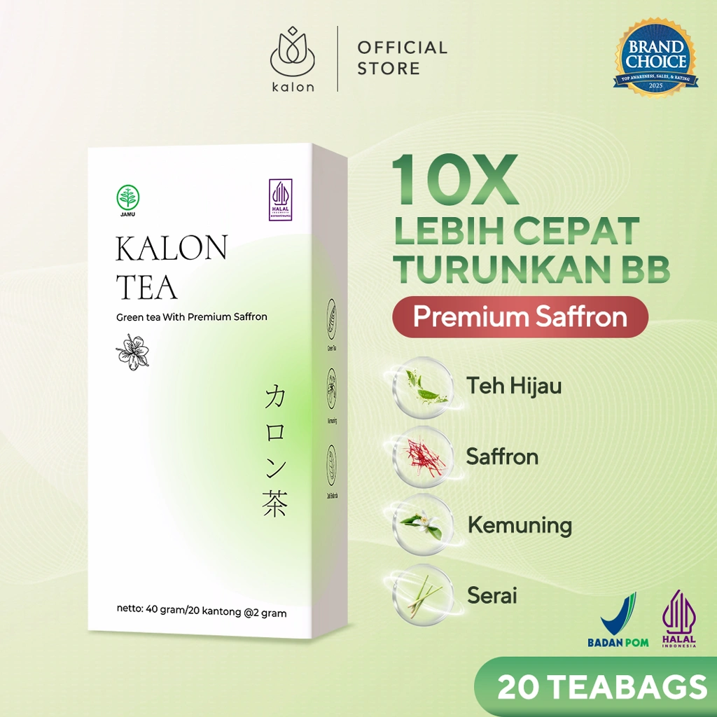 Kalon Teh Hijau Premium Saffron | Teh Pelangsing Herbal | Teh Hijau | Pelangsing BPOM