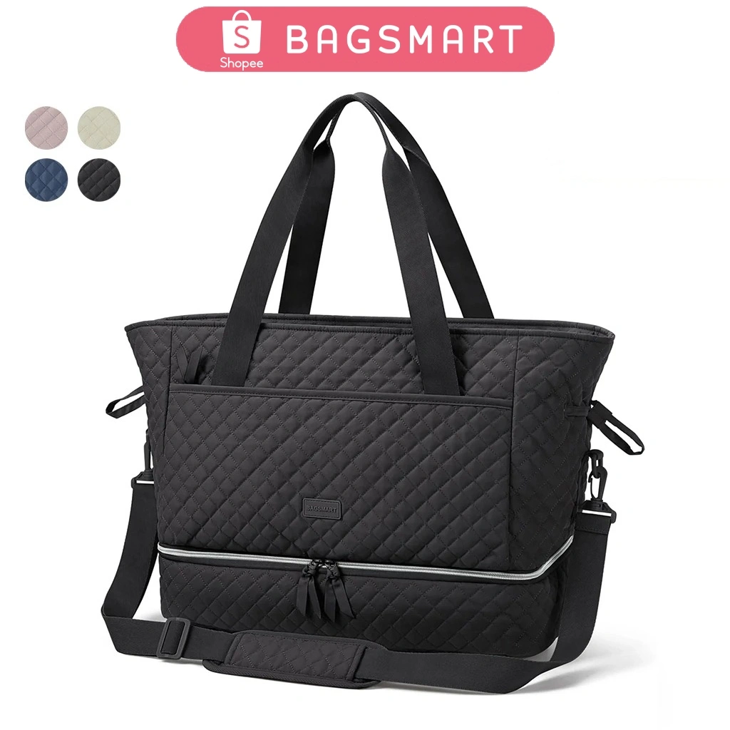 BAGSMART Large Capacity Duffel Bag 39L Quilted Compartment Tote Bag for Sports Gym Bag